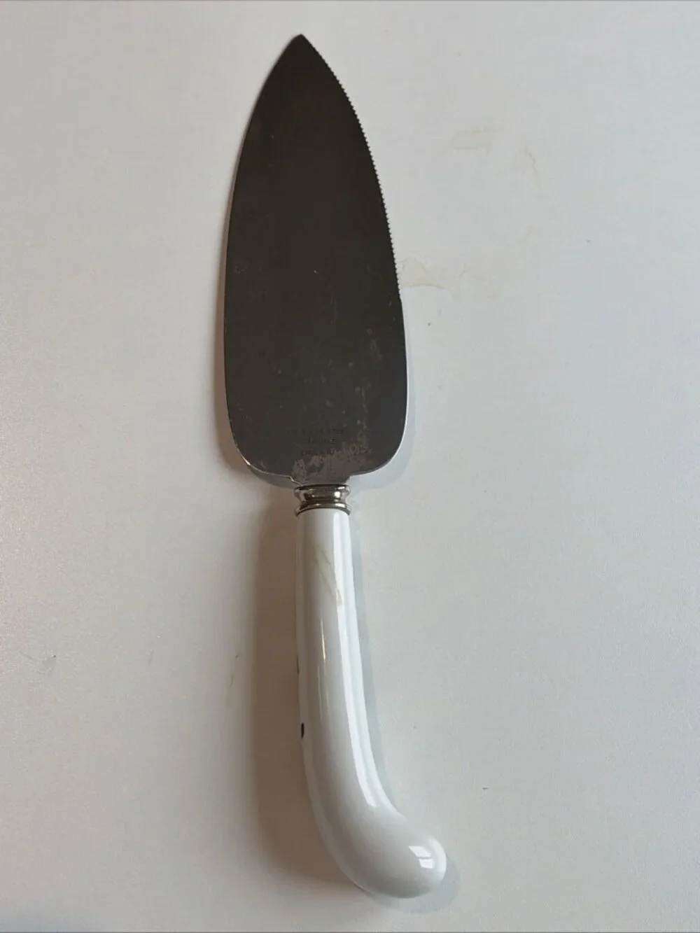 Prill Sheffield Cake Pie Server Porcelain Handle Holly Berries Stainless Steel